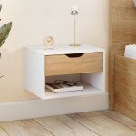 Idmarket lot de 2 tables de chevet murales cathy 1 tiroir avec niche fa�on h�tre et blanc