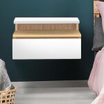 Idmarket lot de 2 tables de chevet murales tomi 1 tiroir + 1 tablette �tag�re suspendue + 1 tablette ...