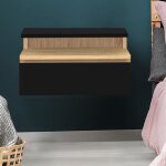 Idmarket lot de 2 tables de chevet murales tomi 1 tiroir + 1 tablette �tag�re suspendue + 1 tablette ...