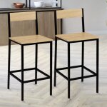 Idmarket lot de 2 tabourets de bar detroit avec dossier chaise de cuisine design industriel