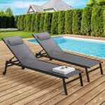 Idmarket lot de 2 transats de jardin inclinables en aluminium sintra gris anthracite et noir