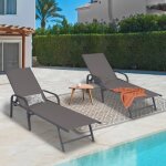 Idmarket lot de 2 transats de jardin inclinables fidji en acier gris anthracite et toile grise