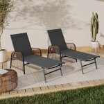 Idmarket lot de 2 transats de jardin inclinables rio en acier gris anthracite cordage effet rotin avec ...