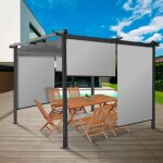 Idmarket lot de 3 stores enrouleurs l. 124 x h. 225 cm pour pergola gris clair