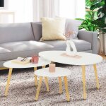 Idmarket lot de 3 tables basses gigognes gaia laqu�es blanc scandinave