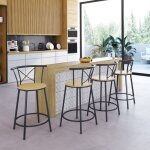 Idmarket lot de 4 tabourets de bar bistrot detroit avec dossier arrondis design industriel