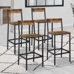 Idmarket lot de 4 tabourets de bar dayton avec dossier chaise de cuisine design industriel