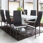 Idmarket lot de 6 chaises romane noires bandeau blanc pour salle � manger