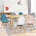 Idmarket lot de 6 chaises de salle � manger sandra mix color pastel rose blanc gris clair x2 bleu x2
