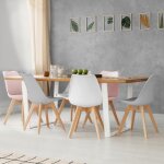 Idmarket lot de 6 chaises de salle � manger sara scandinaves pastel rose x2 gris clair x2 et blanc x2 ...
