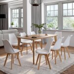 Idmarket lot de 8 chaises scandinaves sara blanches pour salle � manger