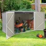 Idmarket abri de jardin en m�tal gris clair verrouillable multi - rangement stockage v�los outils poubelles ...