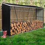 Idmarket abri de stockage 4 m� gris en acier galvanis� pour b�ches