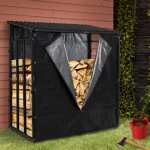 Idmarket abri de stockage en acier galvanis� pour b�ches l. 190 cm avec housse de protection 150 gr