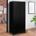 Idmarket armoire vestiaire penderie ester 2 portes m�tal noir design industriel