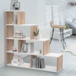 Idmarket biblioth�que escalier lina bois fa�on h�tre et blanc