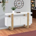 Idmarket buffet 140 cm phoenix 4 portes blanc et bois