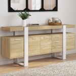 Idmarket buffet 180 cm phoenix xxl 4 portes avec 3 tiroirs bois et blanc