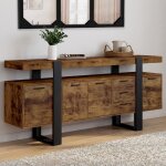 Idmarket buffet 180 cm phoenix xxl 4 portes avec 3 tiroirs bois effet vieilli et noir