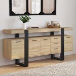 Idmarket buffet 180 cm phoenix xxl 4 portes avec 3 tiroirs bois et noir