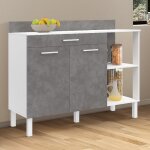 Idmarket buffet bas de cuisine 120 cm cina plan de travail h. 83 cm 2 portes + tiroir blanc et effet ...