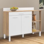 Idmarket buffet bas de cuisine 120 cm cina plan de travail h. 83 cm 2 portes + tiroir fa�on h�tre et ...