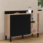 Idmarket buffet bas de cuisine 120 cm cina plan de travail h. 83 cm 2 portes + tiroir fa�on h�tre et ...