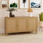 Idmarket buffet bas vintage 113 cm hanae 3 portes effet naturel cannage