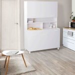 Idmarket buffet de cuisine 120 cm cina 6 portes + tiroir blanc et blanc brillant