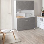 Idmarket buffet de cuisine 120 cm cina 6 portes + tiroir blanc et effet b�ton