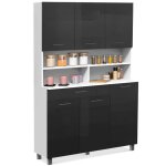 Idmarket buffet de cuisine 120 cm cina 6 portes + tiroir blanc et gris brillant