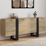 Idmarket buffet enfilade 200 cm phoenix xxl 4 portes bois et noir