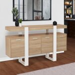 Idmarket buffet 160 cm phoenix xxl 4 portes bois et blanc