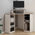 Idmarket bureau dangle harry blanc et fa�on h�tre gain de place bureau informatique avec rangements
