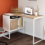 Idmarket bureau dangle rob blanc et fa�on h�tre niche de rangement et porte design industriel