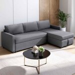 Idmarket canap� dangle convertible noah avec m�ridienne coffre en tissu gris anthracite