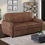 Idmarket canap� droit 2 places club vintage gaston marron fonc� effet vieilli