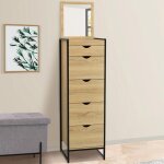 Idmarket chiffonnier 5 tiroirs detroit 40 cm avec miroir meuble dentr�e design industriel
