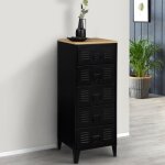 Idmarket chiffonnier 5 tiroirs ester 40 cm m�tal noir et plateau fa�on h�tre design industriel