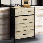 Idmarket chiffonnier 5 tiroirs en tissu utah 60 cm commode semainier design industriel