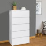 Idmarket chiffonnier 5 tiroirs tomi 60 cm commode semainier bois blanc