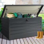Idmarket coffre de rangement m�tal verrouillable gris anthracite pour jardin 810l