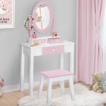 Idmarket coiffeuse enfant bettany avec miroir et tabouret