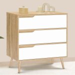 Idmarket commode 3 tiroirs helsinki 80 cm scandinave bois et blanc