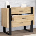 Idmarket commode 3 tiroirs phoenix 80 cm bois et noir