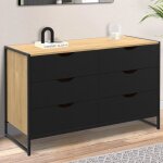 Idmarket commode 6 tiroirs noirs boston 115 cm design industriel