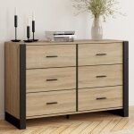 Idmarket commode 6 tiroirs onyx 115 cm bois et noir