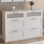 Idmarket commode 6 tiroirs vito 110 cm bois blanc et effet givr�