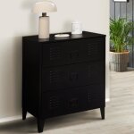 Idmarket commode ester 60 cm 3 tiroirs m�tal noir design industriel
