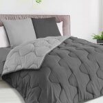 Idmarket couette 220x240 cm abby bicolore gris clair et gris 300 gr + 2 oreillers